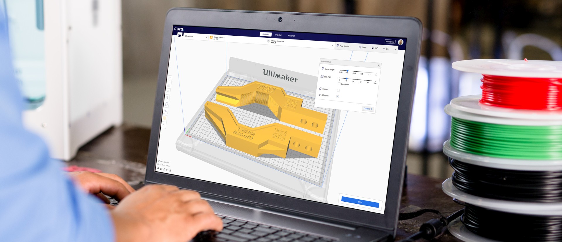 Ultimaker Cura auf Laptop-Bildschirm